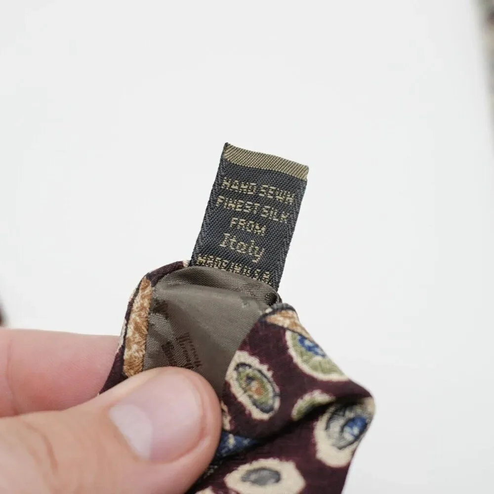 Robert Talbott Studio Caramel Valley Red Short Abstract Jacquard Print Silk Tie‎
